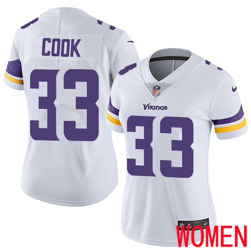 Minnesota Vikings #33 Limited Dalvin Cook White Nike NFL Road Women Jersey Vapor Untouchable->youth nfl jersey->Youth Jersey